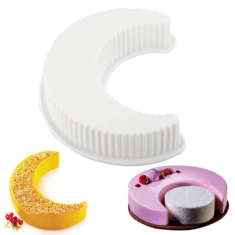 HiParty Crescent Moon Shape Silicone Cake Pan, Crescent Moonlight Sonata Mousse Cake Bread Pizza Baking Mold Kitchen Bakeware Tools - Image 1